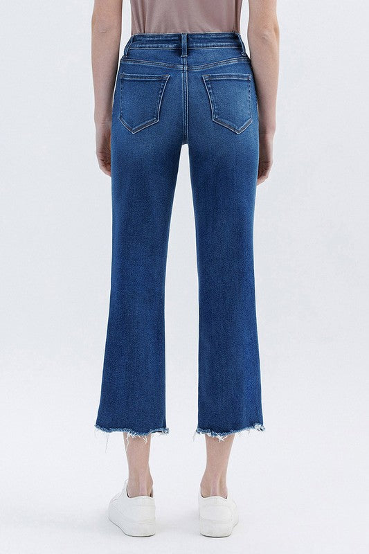 VERVET RISE UNEVEN RAW HEM ANKLE STRAIGHT JEANS LUNA