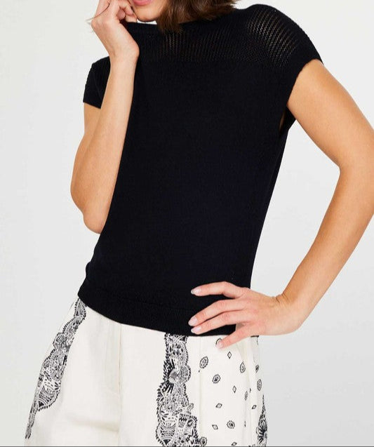 CURRENT AIR BLACK MESH DETAIL SWEATER