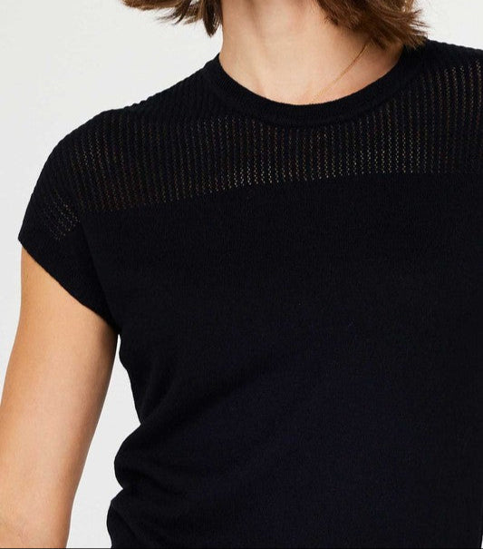 CURRENT AIR BLACK MESH DETAIL SWEATER