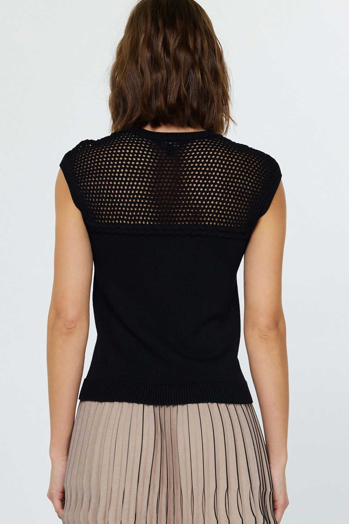 CURRENT AIR BLACK MESH DETAIL SWEATER