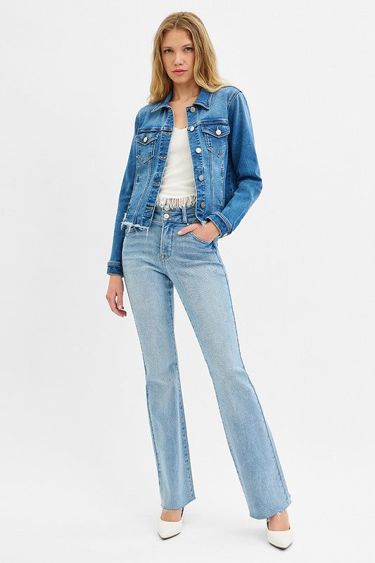 RISEN MEDIUM FRAYED HEM DENIM JACKET