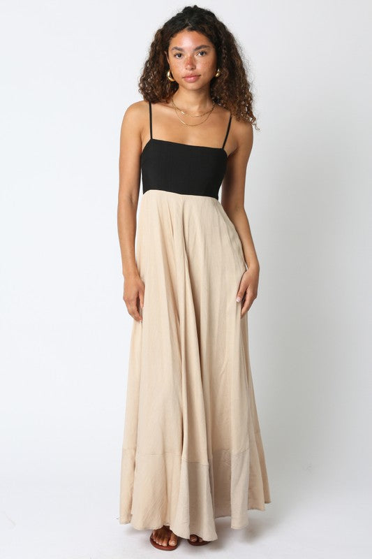 BLACK KHAKI HARLOW MAXI DRESS