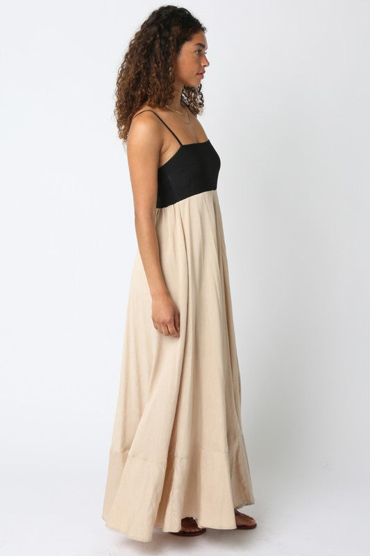 BLACK KHAKI HARLOW MAXI DRESS
