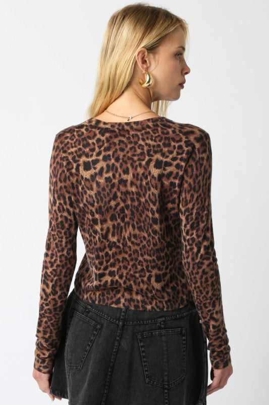 OLIVACEOUS CHRISSY LEOPARD CARDIGAN