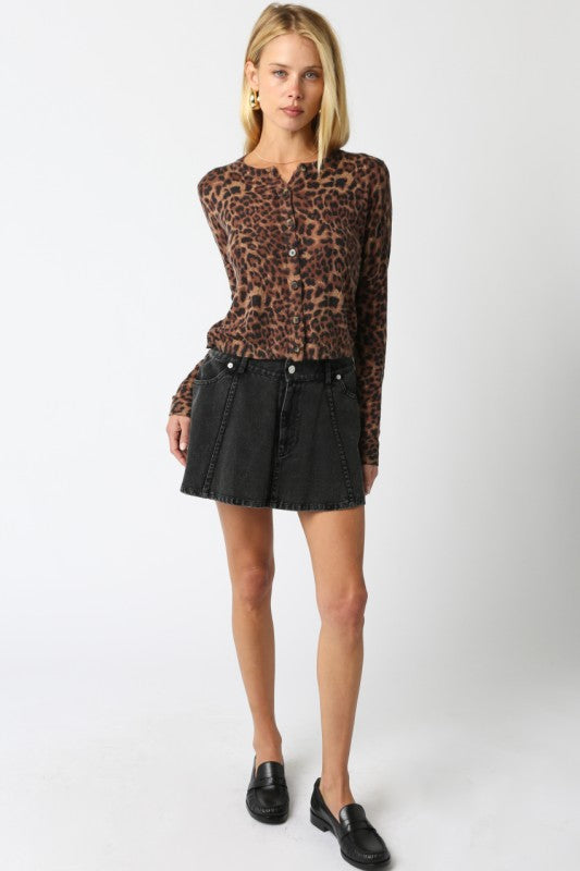 OLIVACEOUS CHRISSY LEOPARD CARDIGAN