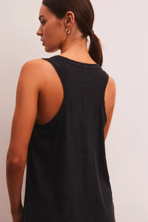 Z SUPPLY EASY GOING MINI DRESS WASHED WBLACK