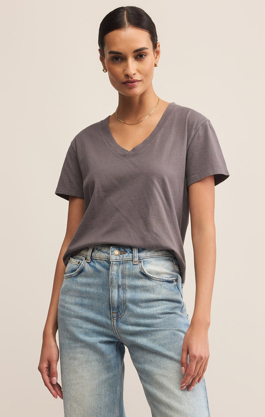 Z SUPPLY WEEKDAYS V NECK TEE WASHED GREY