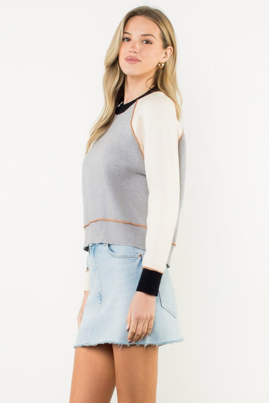THML COLBIE COLOR BLOCK RAGLAN SWEATER