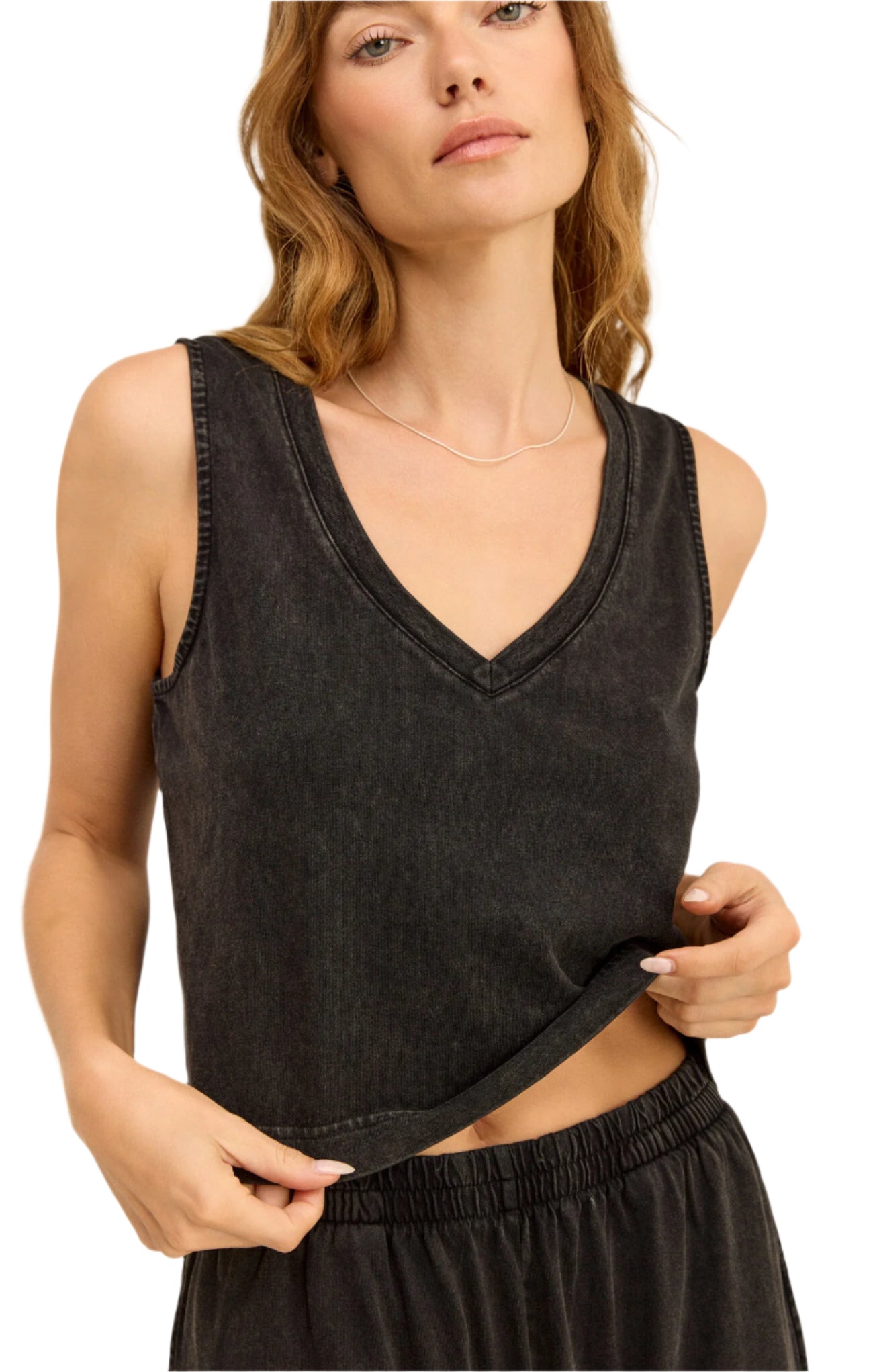 Z SUPPLY SLOANE V-NECK WASHED BLACK