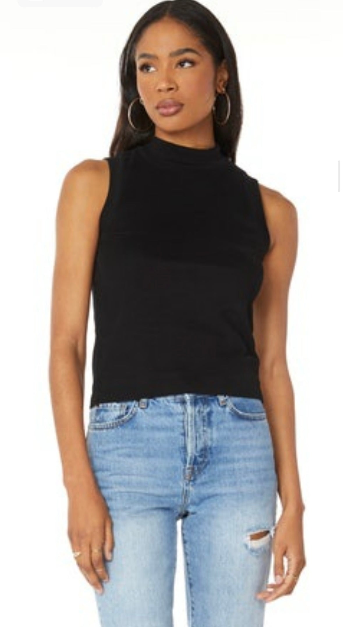 BOBI MOCK TURTLENECK SLEEVELESS TOP BLACK