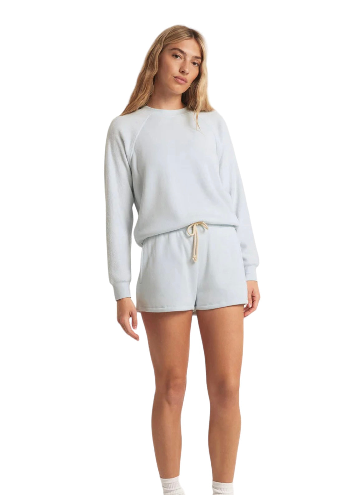 Z SUPPLY SALDANA REVERSE FLEECE TOP POOL BLUE