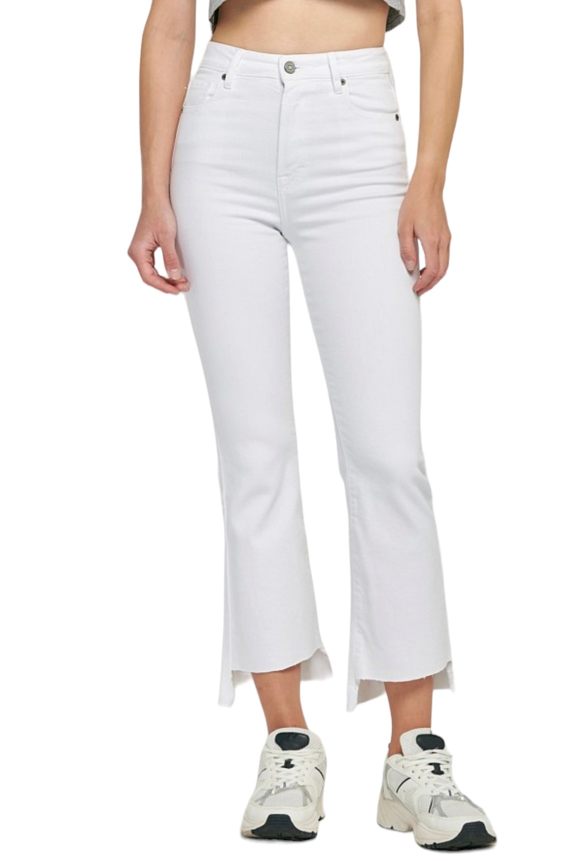 HIDDEN HAPPI WHITE CLEAN STEP HEM CROP FLARE SUMMER