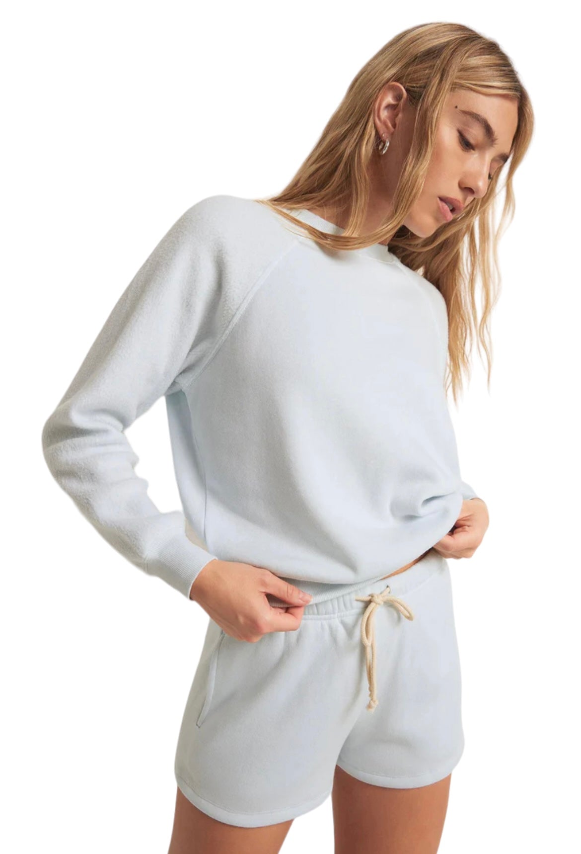 Z SUPPLY SALDANA REVERSE FLEECE TOP POOL BLUE