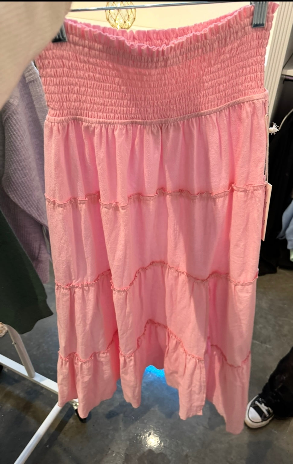 OCEAN DRIVE PINK SAND TEXTURED TIERED MAXI SKIRT FINAL SALE