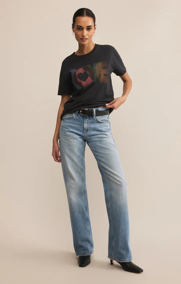Z SUPPLY TRUE LOVE BOYFRIEND TEE BLACK SAND