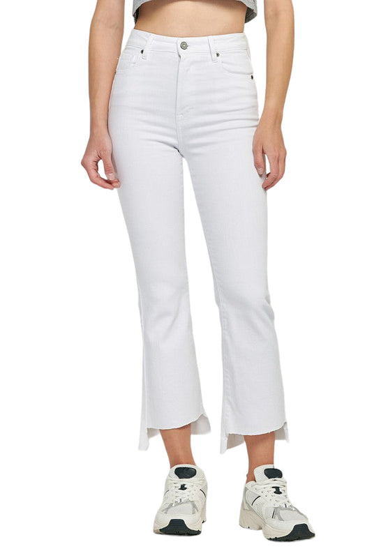 HIDDEN HAPPI WHITE CLEAN STEP HEM CROP FLARE SUMMER