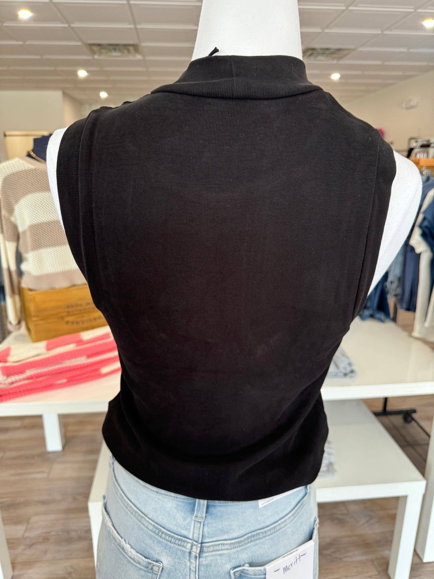 BOBI MOCK TURTLENECK SLEEVELESS TOP BLACK