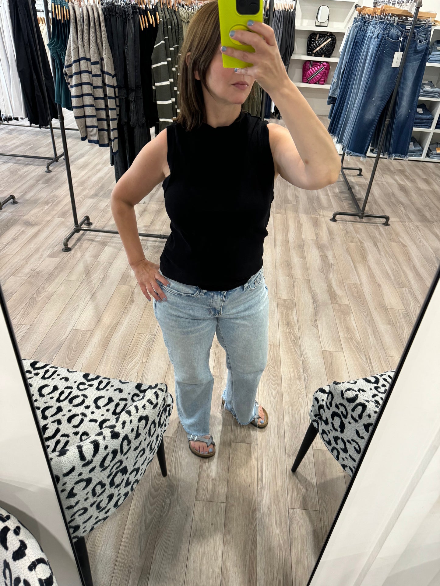 BOBI MOCK TURTLENECK SLEEVELESS TOP BLACK