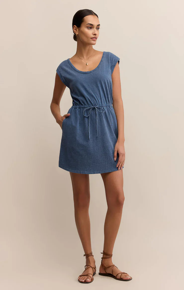 Z SUPPLY DAYSHIFT DENIM MINI DRESS VINTAGE INDIGO