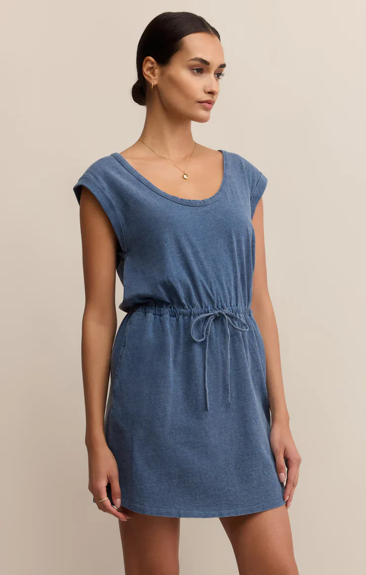 Z SUPPLY DAYSHIFT DENIM MINI DRESS VINTAGE INDIGO