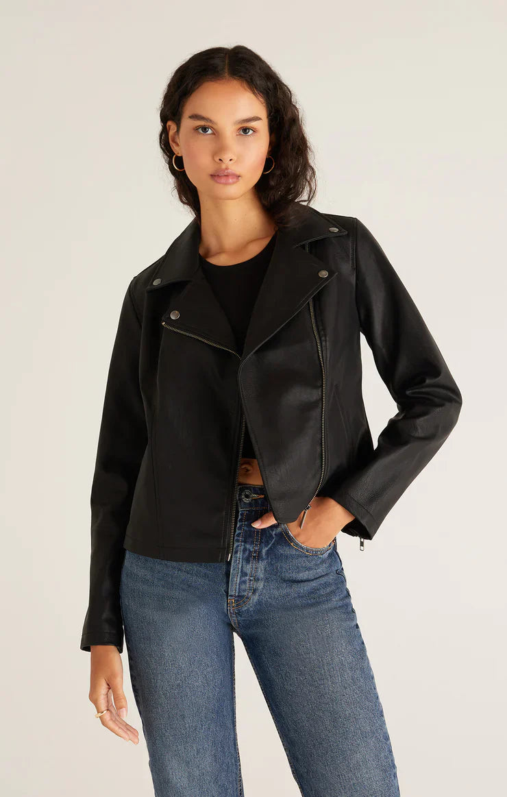 Z SUPPLY TRINA FAUX LEATHER MOTO JACKET