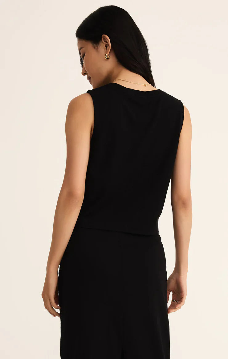 Z SUPPLY SLOANE JERSEY MUSCLE TANK TRUE BLACK