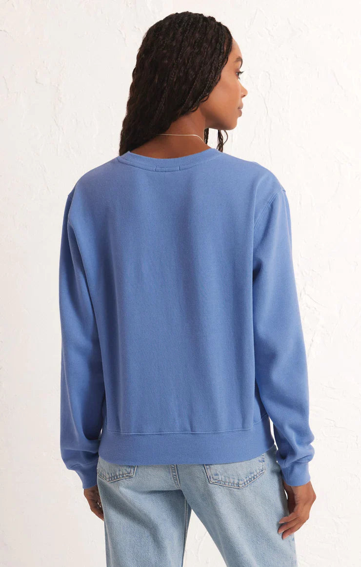 Z SUPPLY CLASSIC CREW SWEATSHIRT IN BLUE ISLE