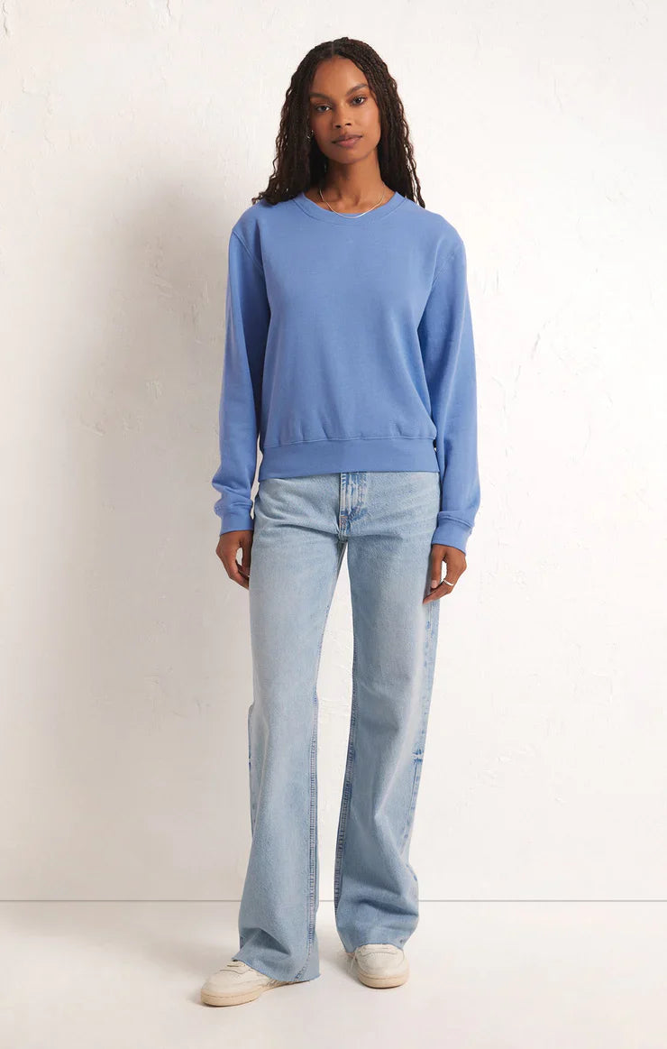 Z SUPPLY CLASSIC CREW SWEATSHIRT IN BLUE ISLE