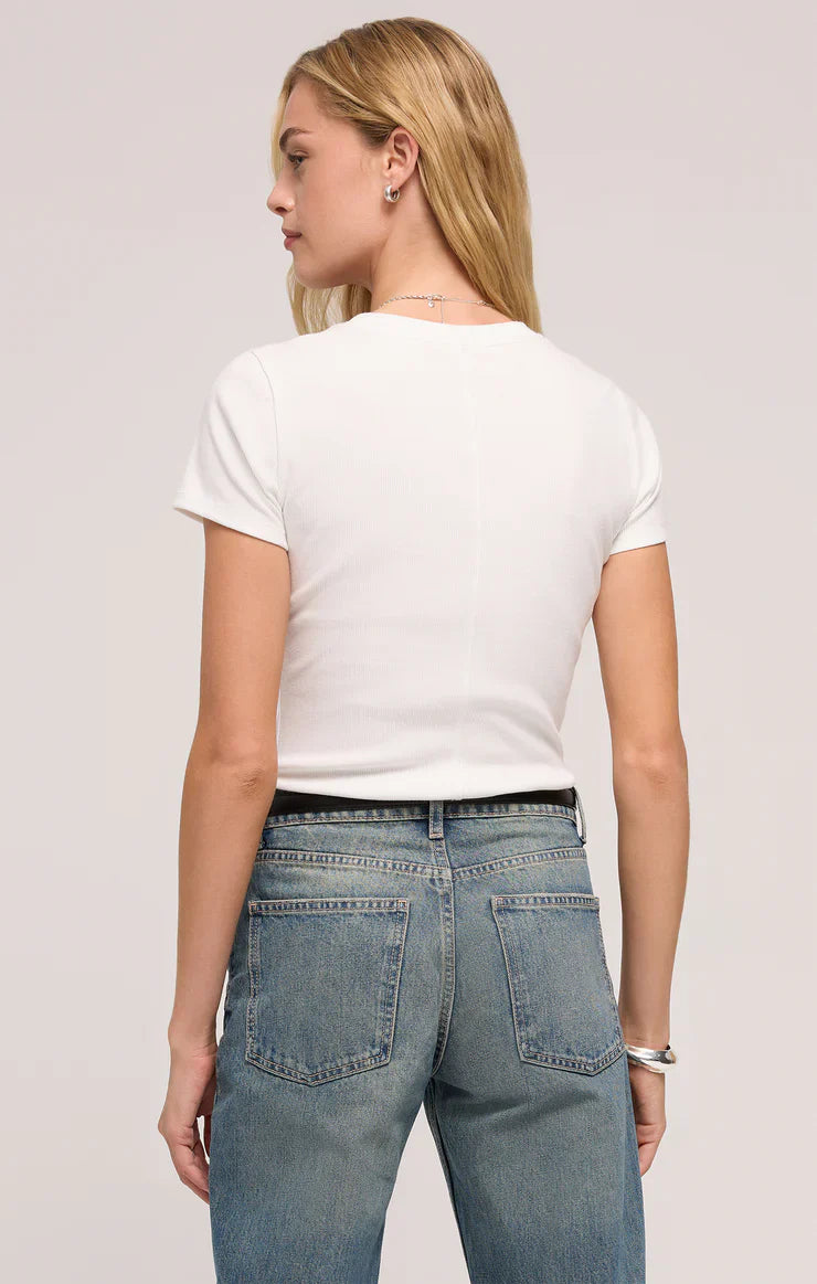 Z SUPPLY SIRENA SHORT SLEEVE RIBBED TEE WHITE