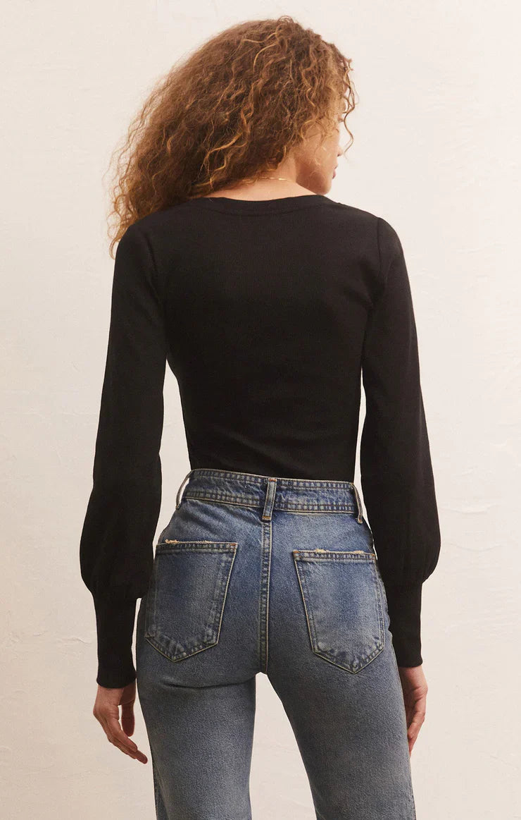 Z SUPPLY RYLEN LONG SLEEVE TOP BLACK