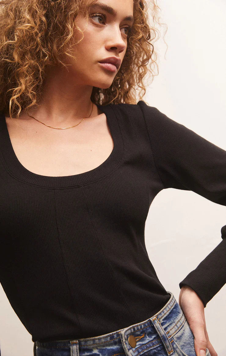 Z SUPPLY RYLEN LONG SLEEVE TOP BLACK