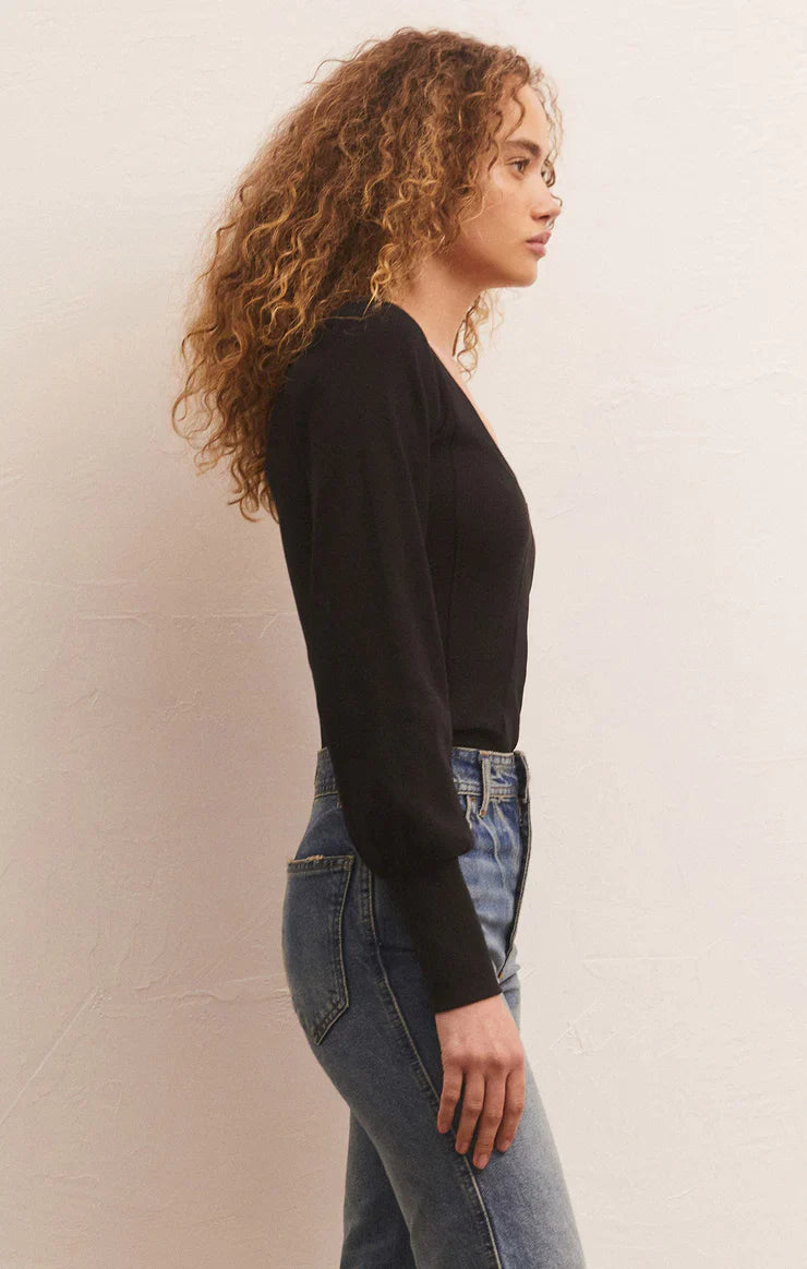 Z SUPPLY RYLEN LONG SLEEVE TOP BLACK