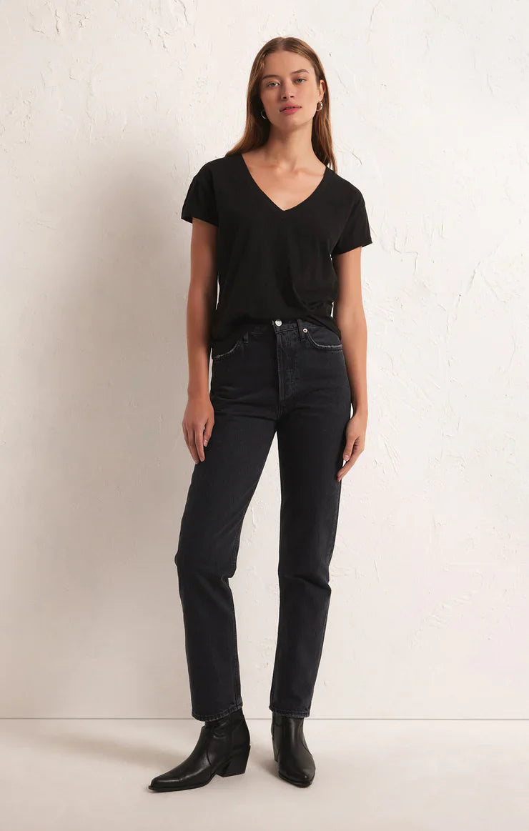 Z SUPPLY MODERN V NECK TEE BLACK