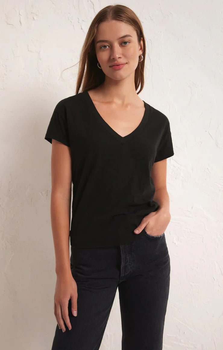 Z SUPPLY MODERN V NECK TEE BLACK