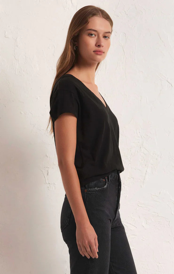 Z SUPPLY MODERN V NECK TEE BLACK
