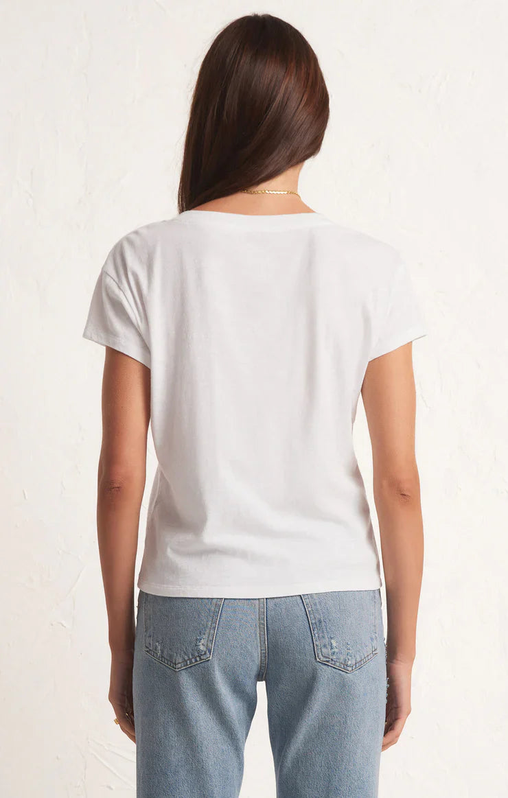 Z SUPPLY MODERN V NECK TEE WHITE
