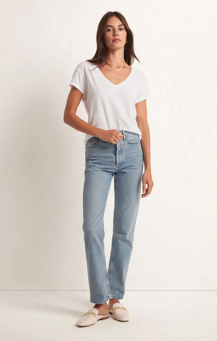 Z SUPPLY MODERN V NECK TEE WHITE
