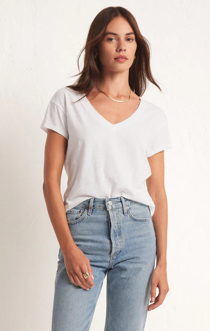Z SUPPLY MODERN V NECK TEE WHITE