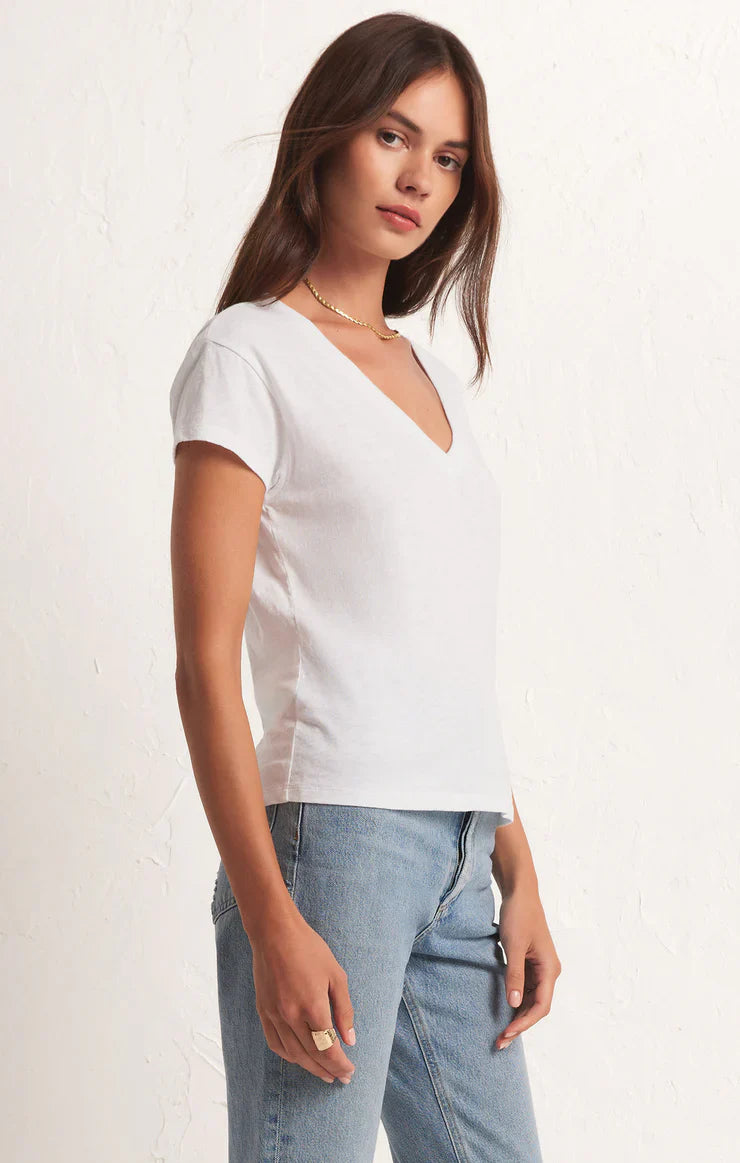 Z SUPPLY MODERN V NECK TEE WHITE