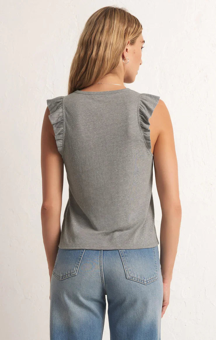 Z SUPPLY MARIELLE FLUTTER TANK HEATHER GREY FINAL SALE