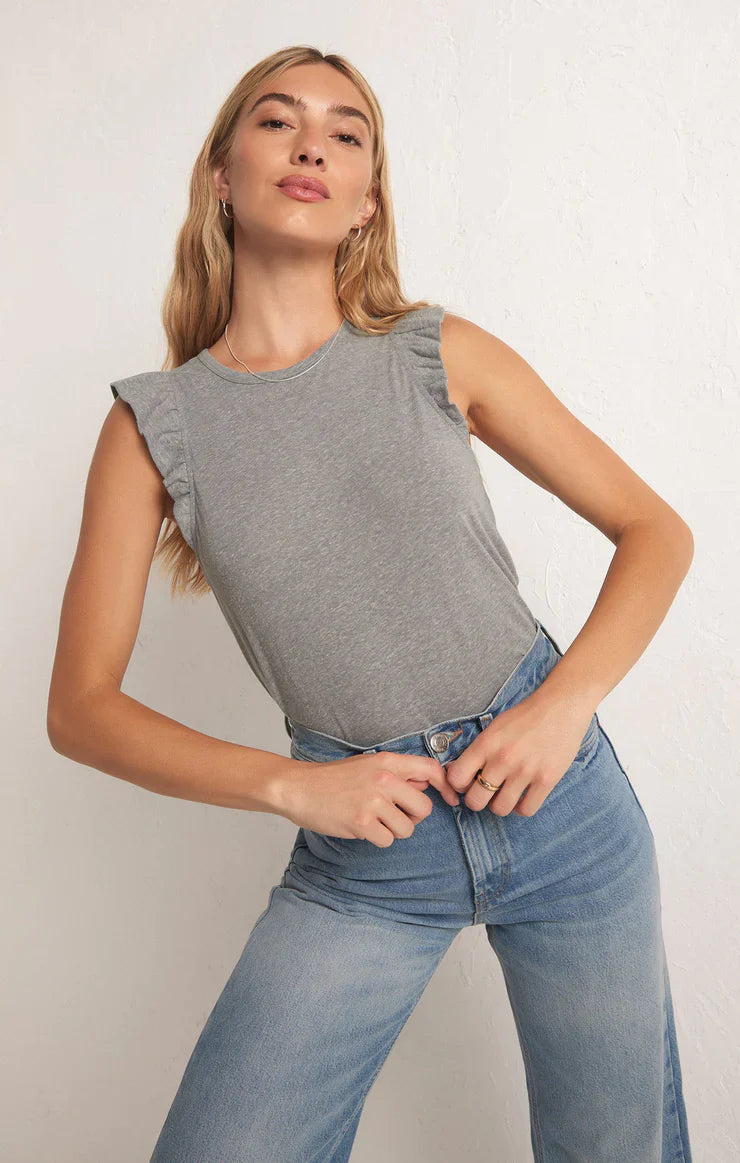Z SUPPLY MARIELLE FLUTTER TANK HEATHER GREY FINAL SALE