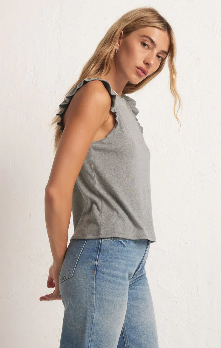 Z SUPPLY MARIELLE FLUTTER TANK HEATHER GREY FINAL SALE