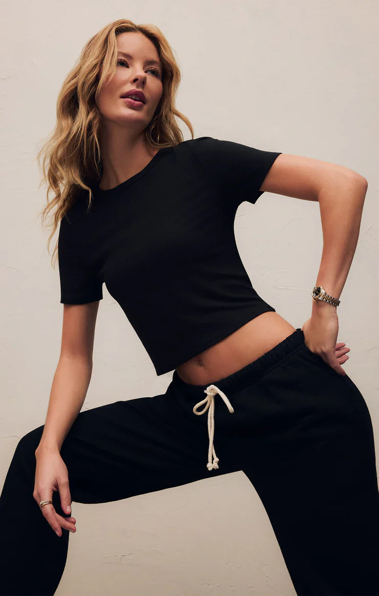 Z SUPPLY SECOND SKIN CREW TOP BLACK
