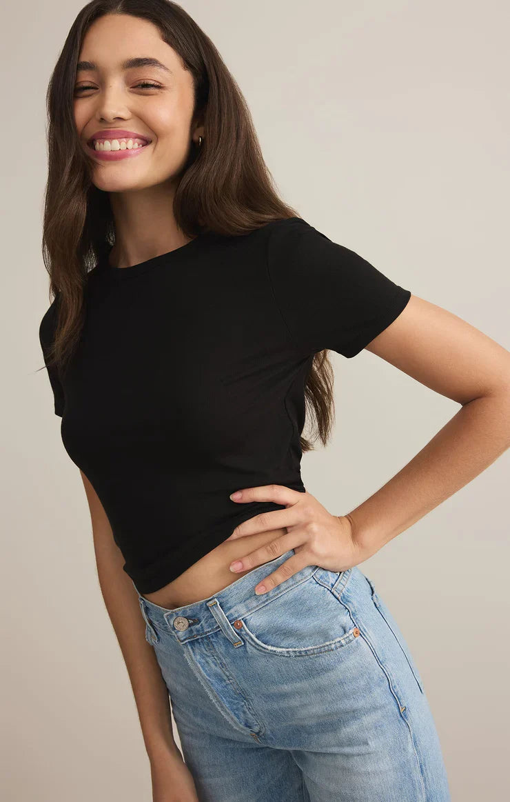 Z SUPPLY SECOND SKIN CREW TOP BLACK