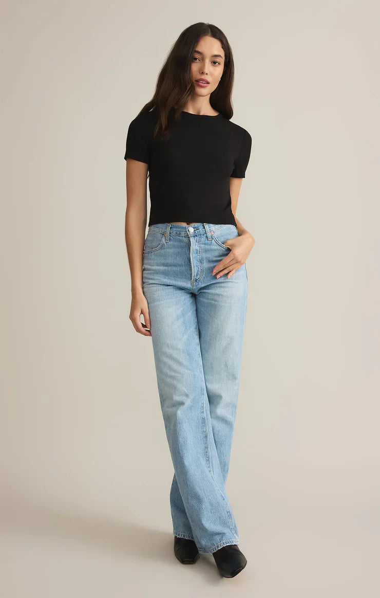 Z SUPPLY SECOND SKIN CREW TOP BLACK