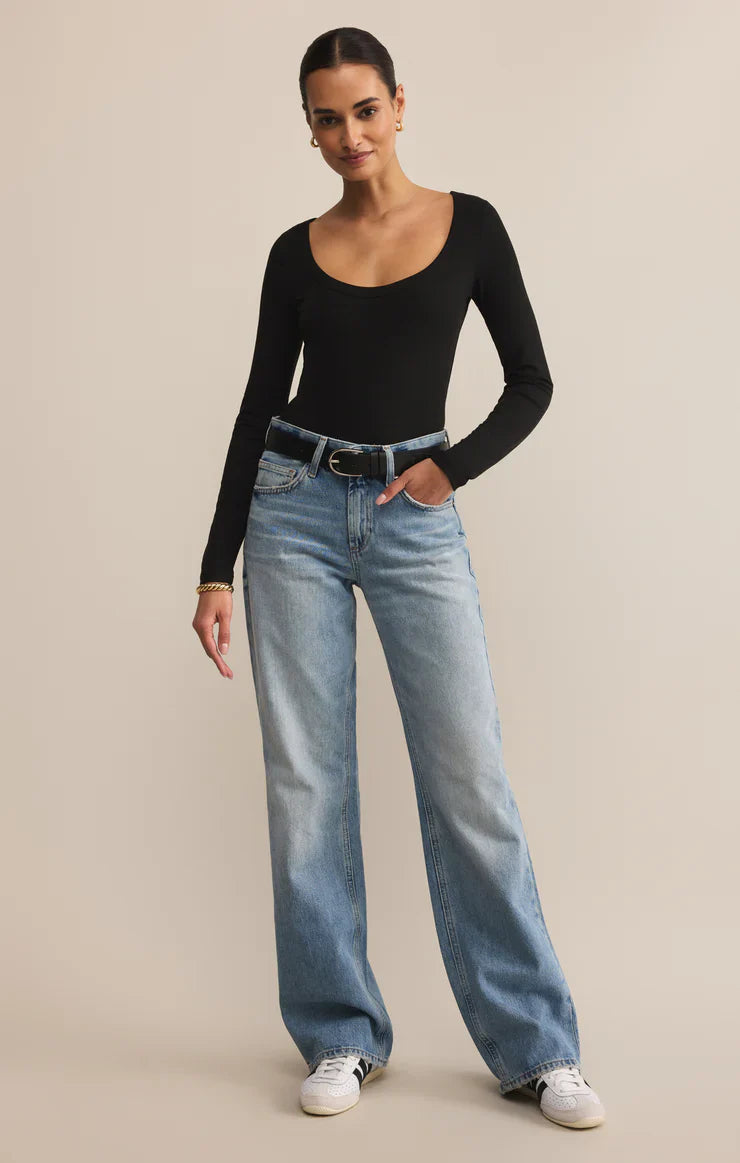 Z SUPPLY SECOND SKIN SCOOP NECK TOP BLACK