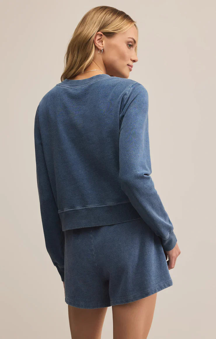 Z SUPPLY DAILY KNIT DENIM CARDIGAN VINTAGE INDIGO