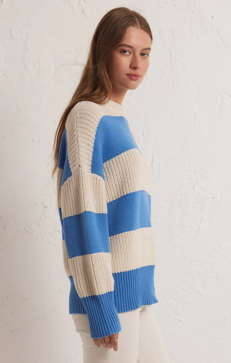 Z SUPPLY FRESCA STRIPE SWEATER BLUE ISLE