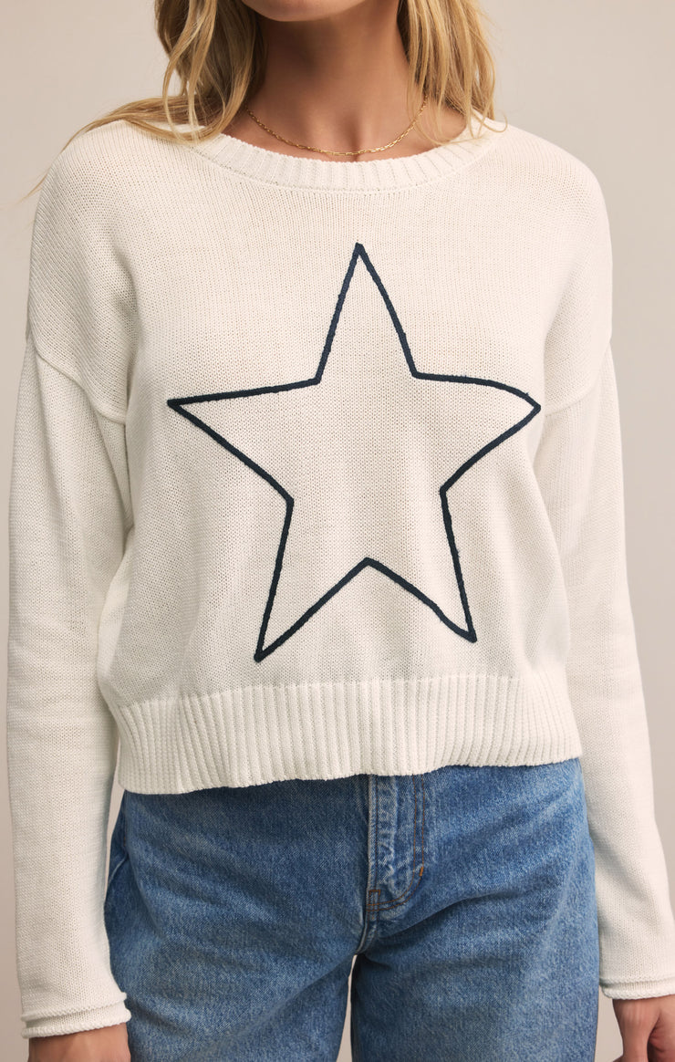 Z SUPPLY SIENNA LUCKY STAR WHITE SWEATER