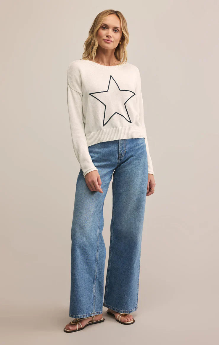 Z SUPPLY SIENNA LUCKY STAR WHITE SWEATER
